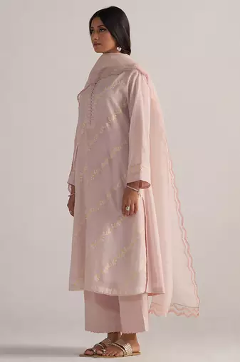Mauve chalk pure chanderi kurta set