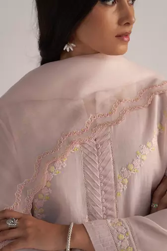 Mauve chalk pure chanderi kurta set