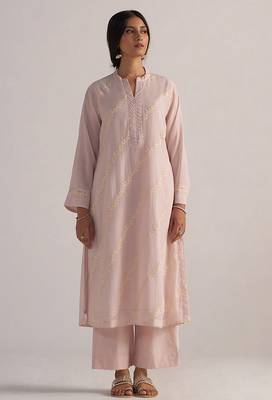 Mauve chalk pure chanderi kurta set 5