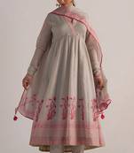 Grey mul-mul anarkali kurta set