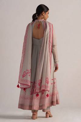 Grey mul-mul anarkali kurta set 2
