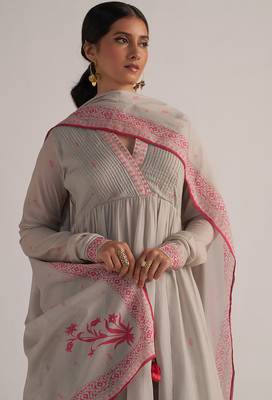 Grey mul-mul anarkali kurta set 4