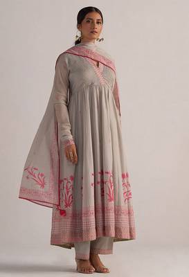 Grey mul-mul anarkali kurta set 5