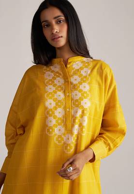 Yellow and cream mul-mul print co-ord set 2