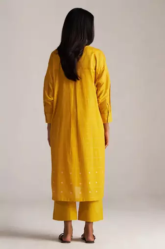 Yellow and cream mul-mul print co-ord set