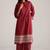 Maroon and off white mul-mul print co-ord set