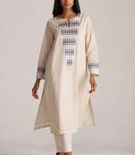 Beige and blue mul-mul print co-ord set