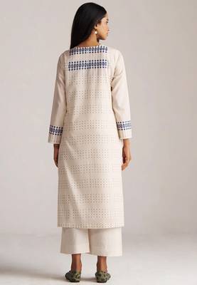 Beige and blue mul-mul print co-ord set 5