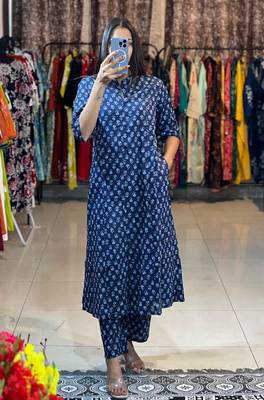 A-line cotton printed cord sets for women  1