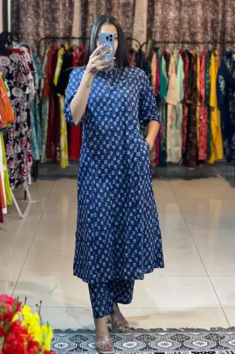 A-line cotton printed cord sets for women and girls