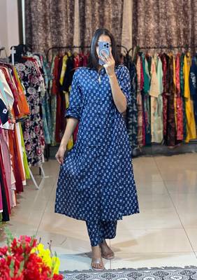 A-line cotton printed cord sets for women  2