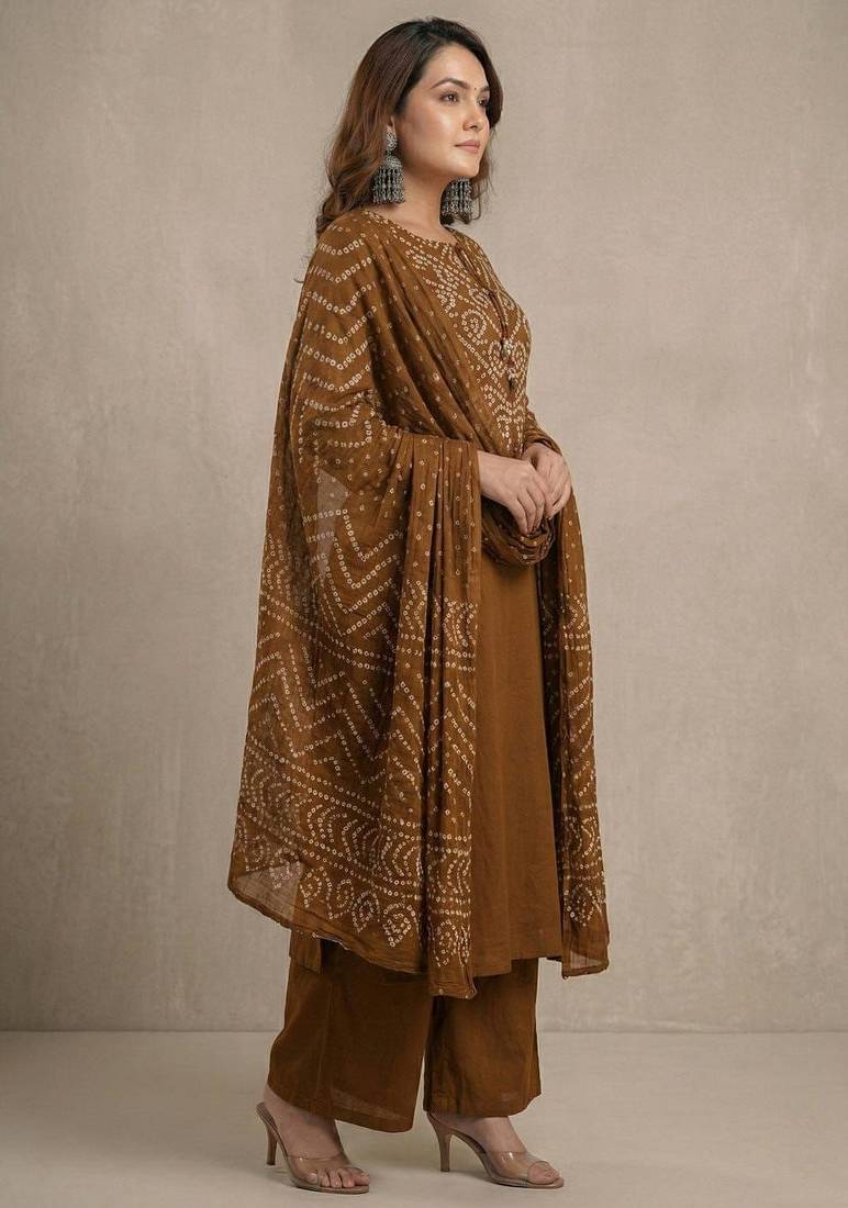 Straight cotton printed embroiderd kurta pant and dupatta set