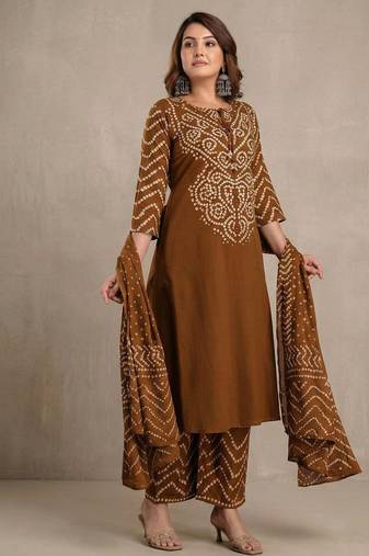 Straight cotton printed embroiderd kurta pant and dupatta set