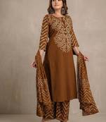 Straight cotton printed embroiderd kurta pant and dupatta set