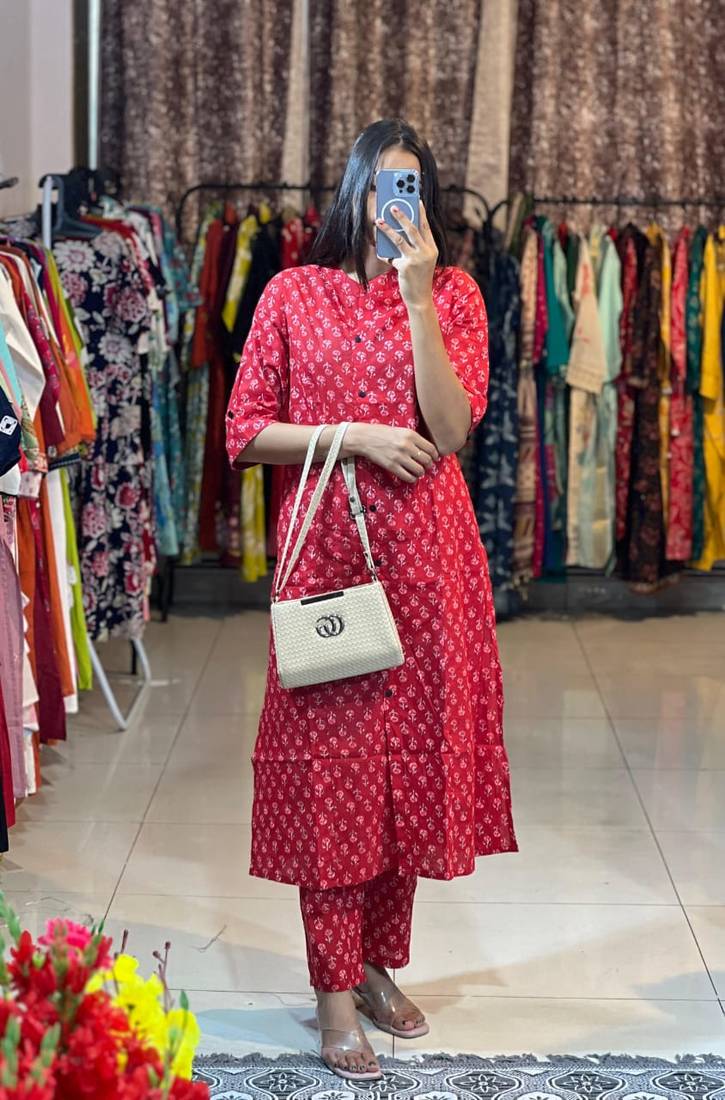 A-line cotton printed cord sets for women and girls