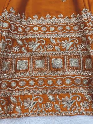 Mustard Orange Japan satin Lehenga Choli with Thread and Sequin Work 6