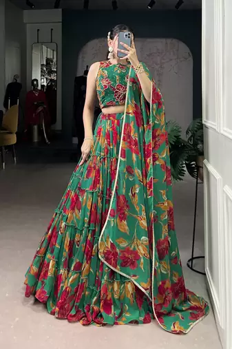 Festive Freshness Marble Floral Ethnic Lehenga