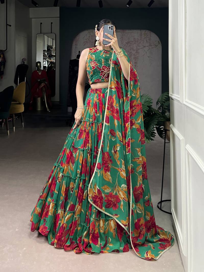Festive Freshness Marble Floral Ethnic Lehenga
