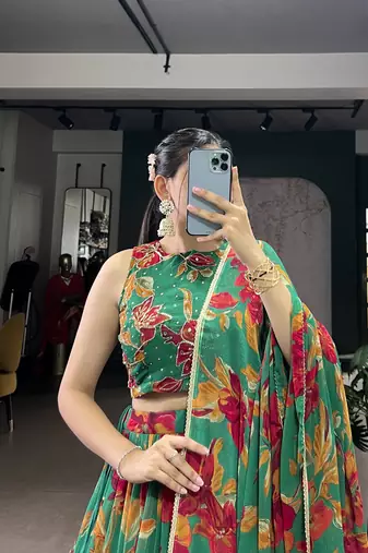 Marble Floral Ethnic Lehenga