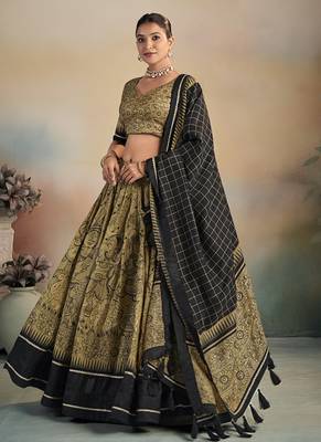  Kalamkari Print Lehenga with Grand Lace Detailing 1