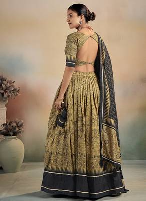  Kalamkari Print Lehenga with Grand Lace Detailing 3