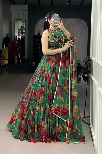 Marble Floral Ethnic Lehenga