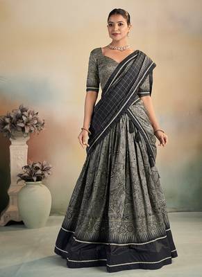  Kalamkari Print Lehenga with Grand Lace Detailing 1