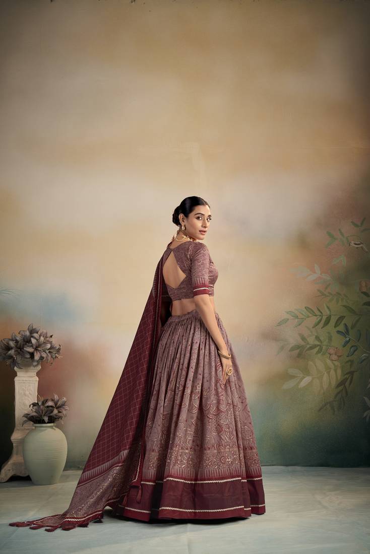 Classic Elegance Kalamkari Print Lehenga with Grand Lace Detailing