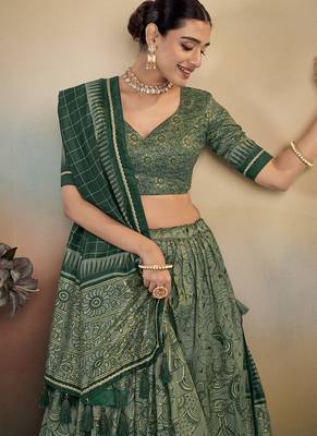  Kalamkari Print Lehenga with Grand Lace Detailing 2