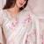 Off white digital print zarkan embroidered satin designer saree for women