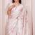 Off white digital print zarkan embroidered satin designer saree for women