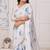 White digital print zarkan embroidered satin designer saree for women