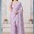 Purple digital print zarkan embroidered satin designer saree for women
