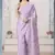 Purple digital print zarkan embroidered satin designer saree for women