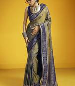 Navy blue traditional pure silk handloom saree with silk blouse | elegant festival & summer wear