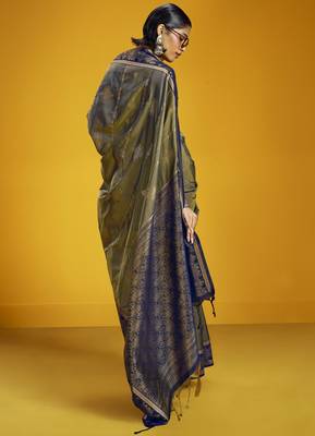 Navy blue pure silk blend saree with silk blend blouse | elegant festival & summer wear 2
