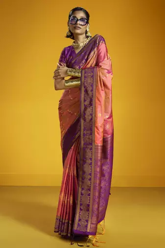 pink traditional pure silk handloom saree with silk blouse | elegant festival & summer wear
