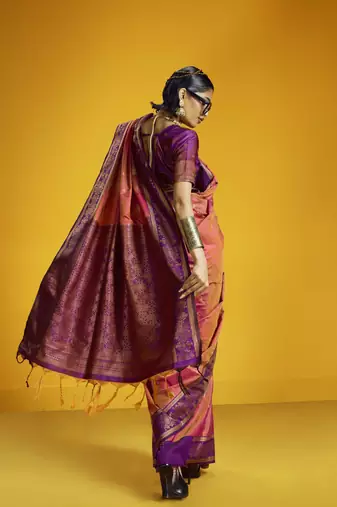 pink pure silk blend saree with silk blend blouse | elegant festival & summer wear