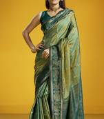 teal blue traditional pure silk handloom saree with silk blouse | elegant festival & summer wear