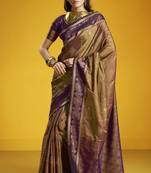 copper traditional pure silk handloom saree with silk blouse | elegant festival & summer wear
