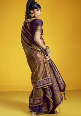copper pure silk blend saree with silk blend blouse | elegant festival & summer wear 2