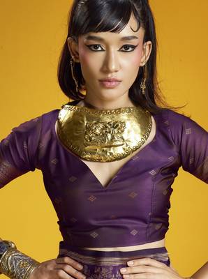 copper pure silk blend saree with silk blend blouse | elegant festival & summer wear 3