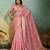 Light pink tissue infused linen saree with zari woven patta & chit pallu | small butti design