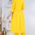 Yellow lace solid rayon stitched v-neck flared pant suit set