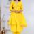 Yellow lace solid rayon stitched v-neck flared pant suit set