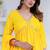 Yellow lace solid rayon stitched v-neck flared pant suit set