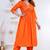 Orange lace solid rayon stitched v-neck flared pant suit set