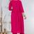 Pink lace solid rayon stitched v-neck flared pant suit set