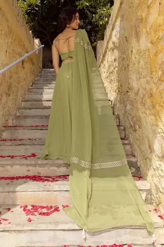Dreamy Pastel Green festive charm and wedding-ready glam designed Lehenga Choli 