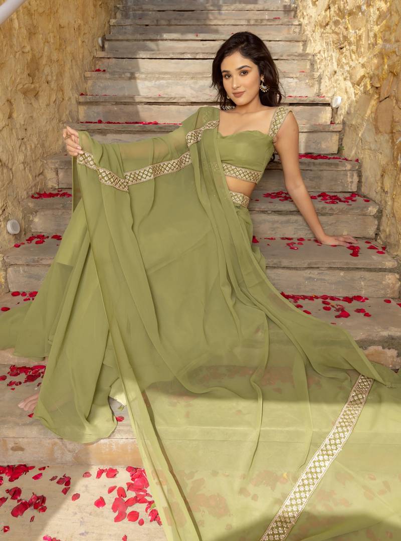 Dreamy Pastel Green festive charm and wedding-ready glam designed Lehenga Choli 